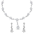 Silver Flower Necklace Jewellery Set