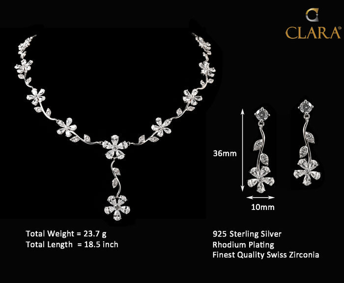 Clara 925 Sterling Silver Flower Necklace