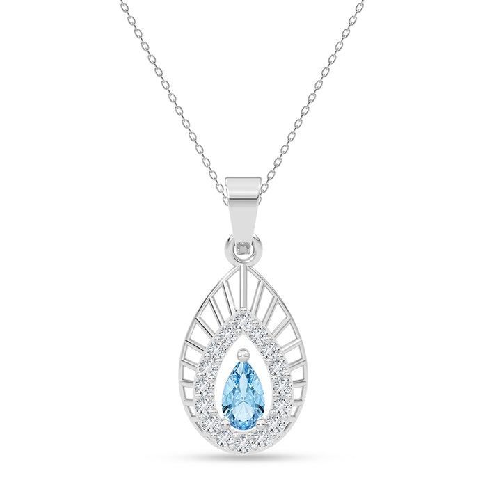 Silver Freni Sky Blue Pendant with Chain
