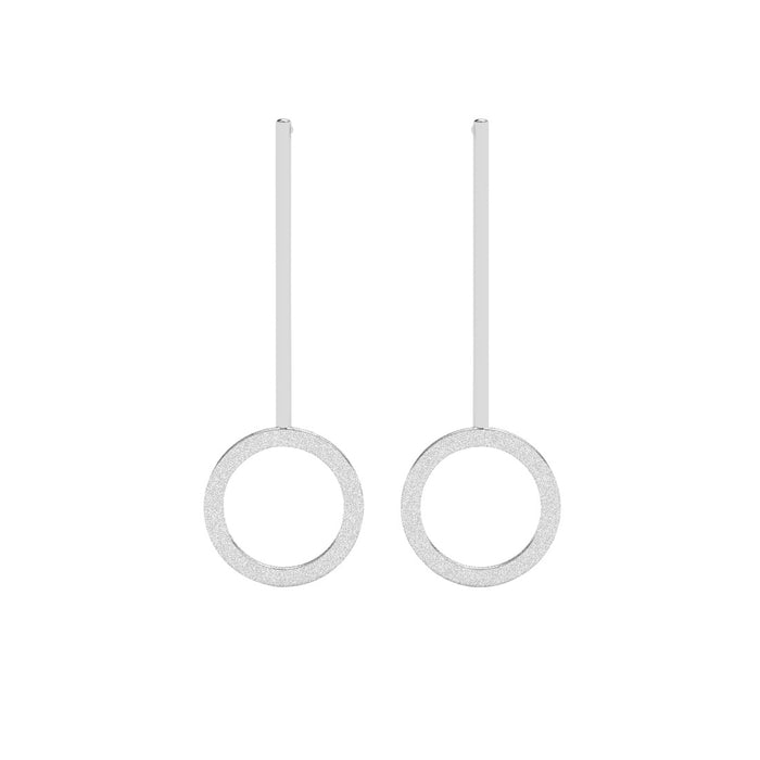 Silver Gaia Circle Geometric Matte Finish Earrings