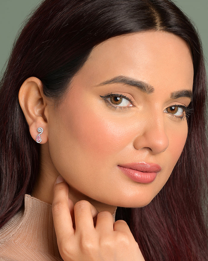 Silver Gioia Pink Earrings