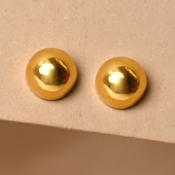 CLARA 925 Sterling Silver Golden Ball Studs Earrings Gift for Kids Girls