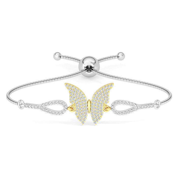 CLARA 925 Pure Silver Golden Butterfly Hand Bracelet