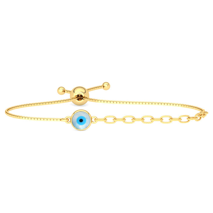 CLARA 925 Pure Silver Golden Evil Eye Hand Bracelet