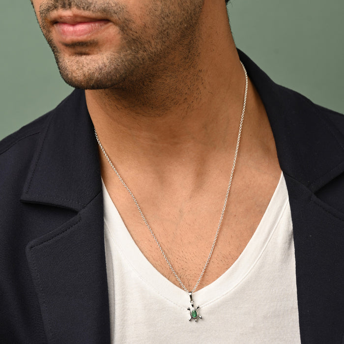 Silver Good Luck Tortoise Turtle Men Pendant Necklace with Chain or without Chain