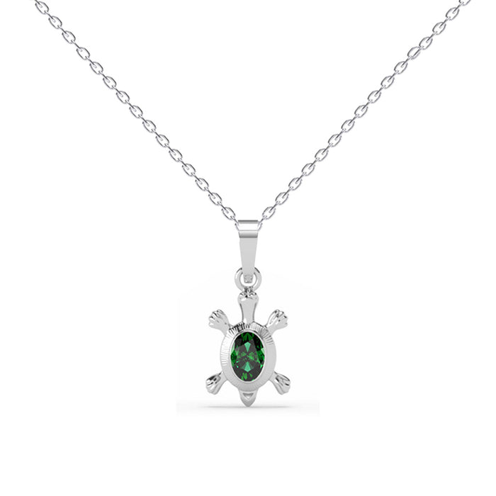 Silver Good Luck Tortoise Turtle Pendant Chain