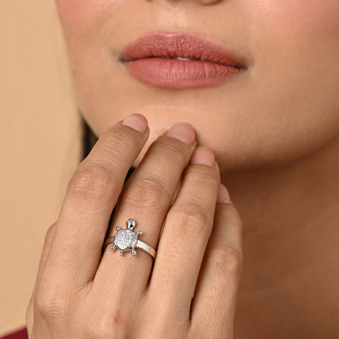 Silver Good Luck Tortoise Turtle Ring