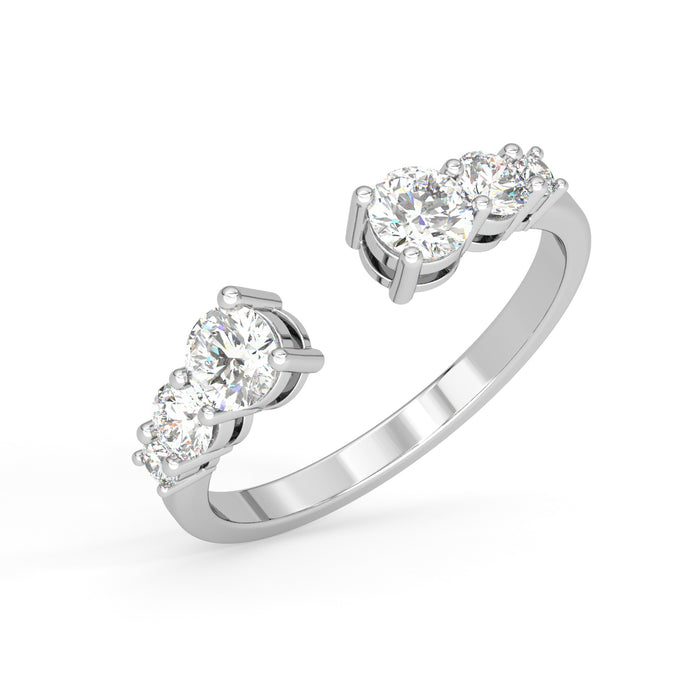 CLARA Pure 925 Sterling Silver Graduation Finger Ring with Adjustable Band