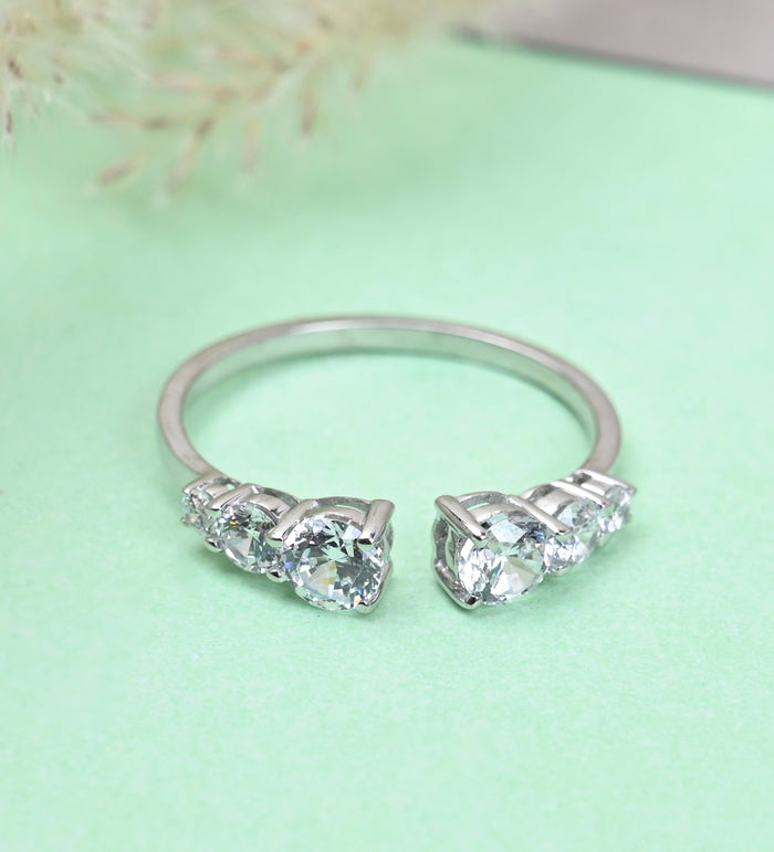 CLARA Pure 925 Sterling Silver Graduation Finger Ring with Adjustable Band