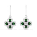 Silver Green Flower Earrings