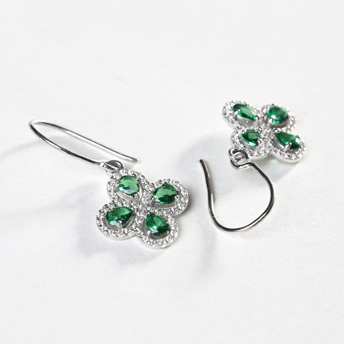 CLARA 925 Sterling Silver Green Flower Earrings