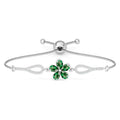 CLARA 925 Pure Silver Green Flower Hand Bracelet
