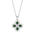 Silver Green Flower Pendant Chain Necklace