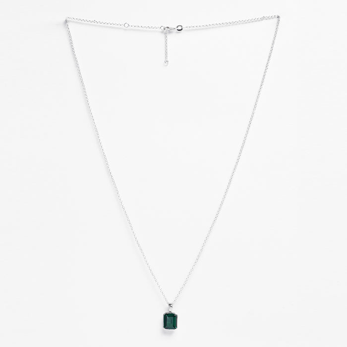 Silver Green Solitaire Men Pendant Necklace with Chain or without Chain