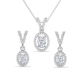 Silver Halo Oval Solitaire Jewellery Set