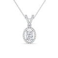 Silver Halo Oval Solitaire Pendant Chain
