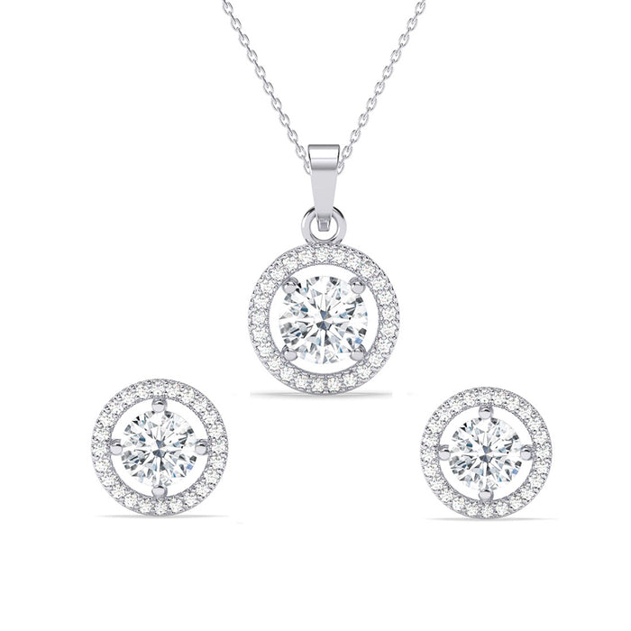 Silver Halo Round Solitaire Jewellery Set
