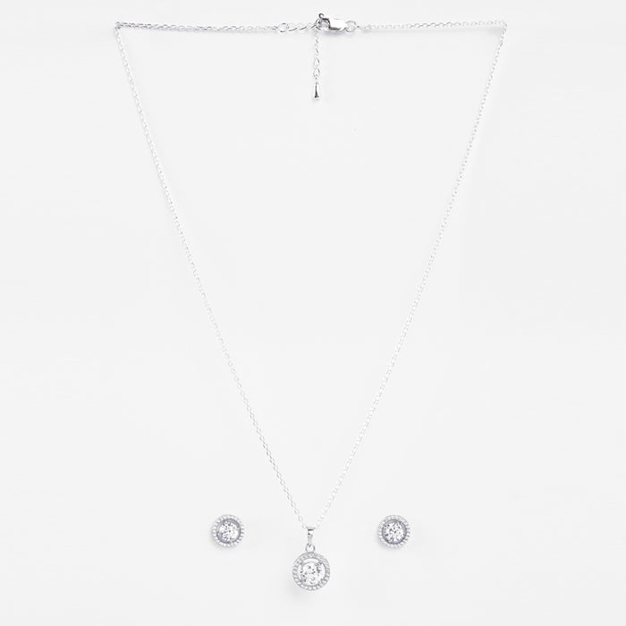 Silver Halo Round Solitaire Jewellery Set