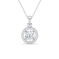Silver Halo Round Solitaire Pendant Chain
