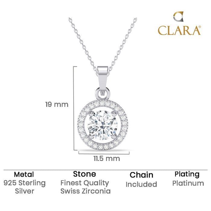 Silver Halo Round Solitaire Pendant Chain