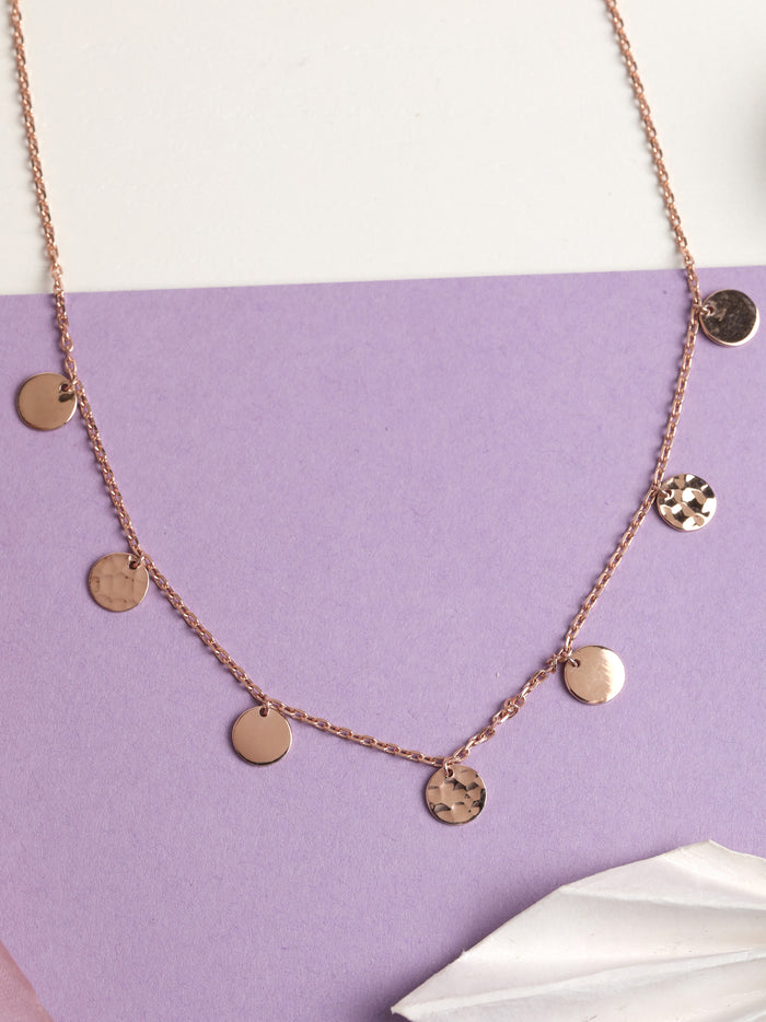 CLARA 925 Sterling Silver Hammered Charm Necklace Chain