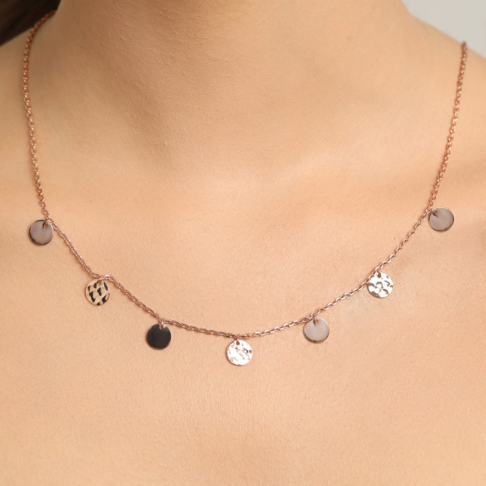 CLARA 925 Sterling Silver Hammered Charm Necklace Chain