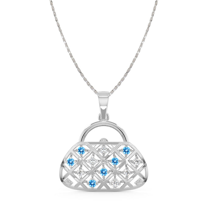 CLARA 925 Sterling Silver Handbag Pendant Chain Necklace