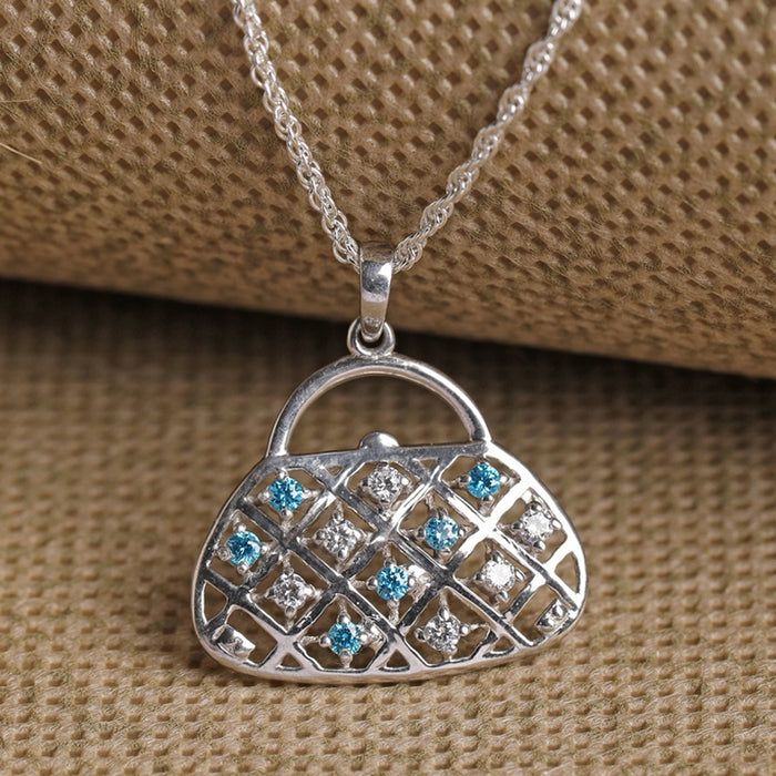 CLARA 925 Sterling Silver Handbag Pendant Chain Necklace