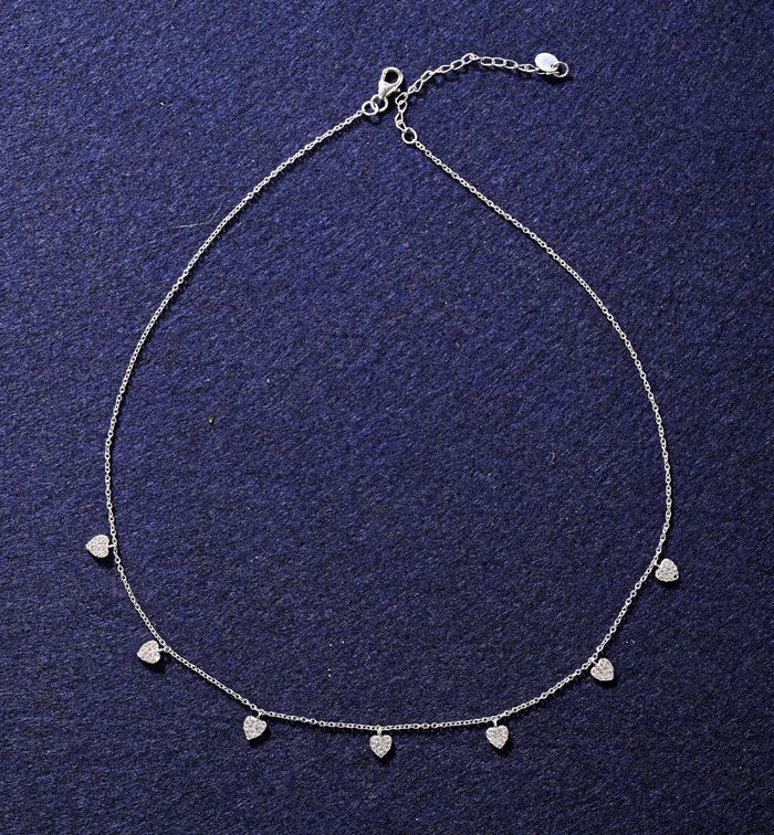 CLARA 925 Sterling Silver Heart Charm Minimal Necklace Chain