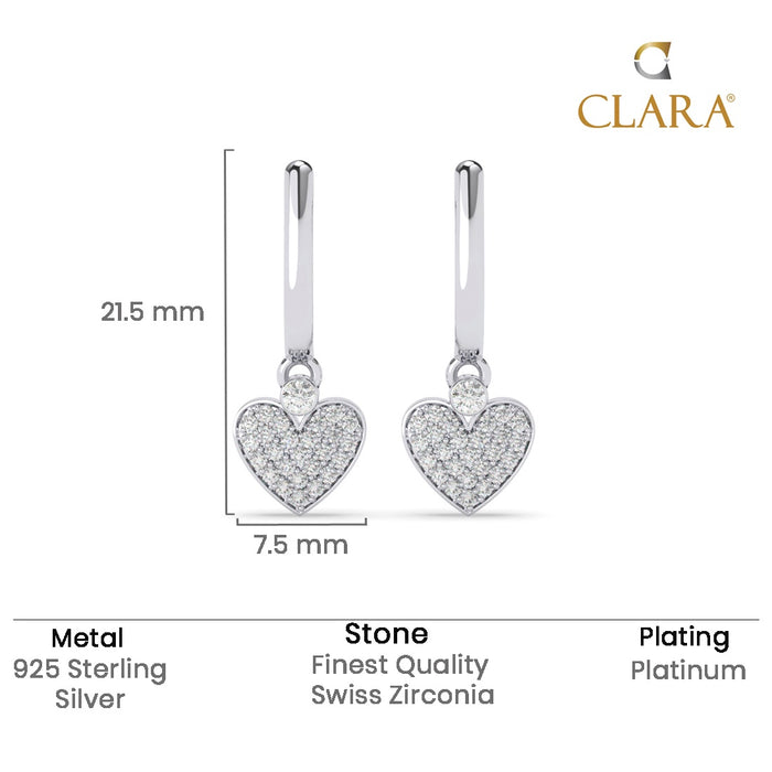 Silver Heart Dangler Drop Earrings