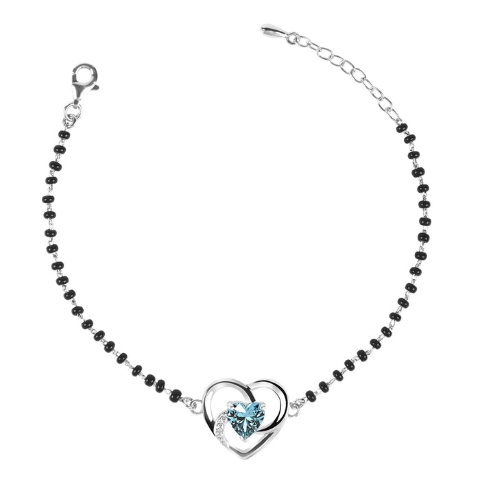CLARA 925 Sterling Silver Heart Hand Mangalsutra Bracelet