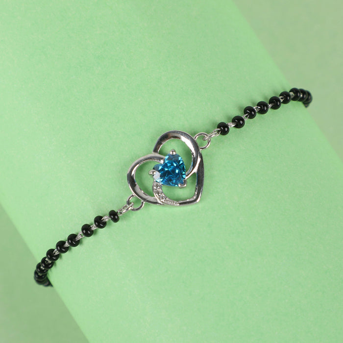CLARA 925 Sterling Silver Heart Hand Mangalsutra Bracelet