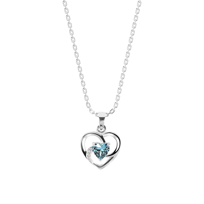 CLARA 925 Sterling Silver Heart Pendant Chain Necklace
