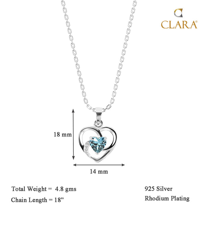 CLARA 925 Sterling Silver Heart Pendant Chain Necklace