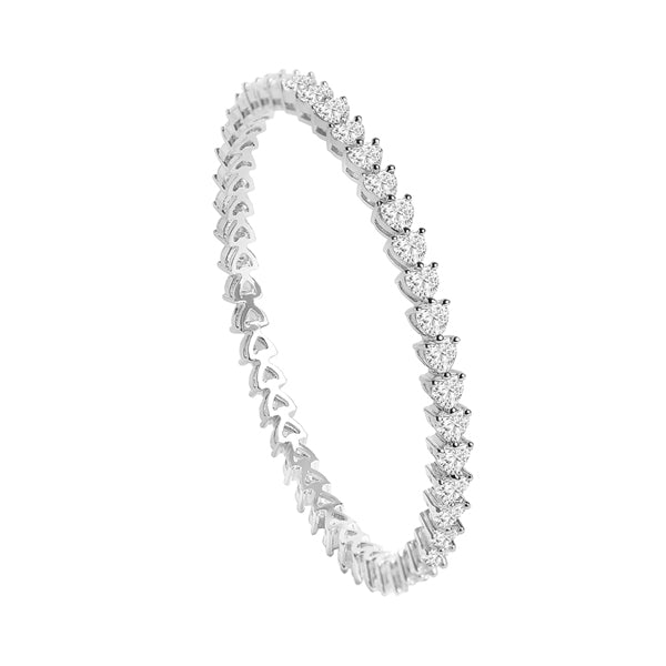 CLARA 925 Sterling Silver Heart Solitaire Bangle Swiss Zirconia, Rhodium Plated Gift for Women and Girls