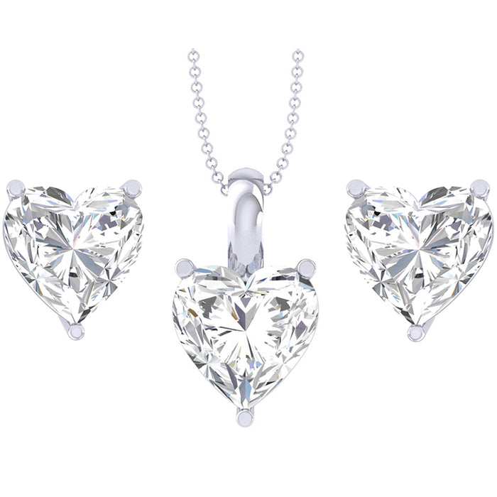 Silver Heart Solitaire Jewellery Set