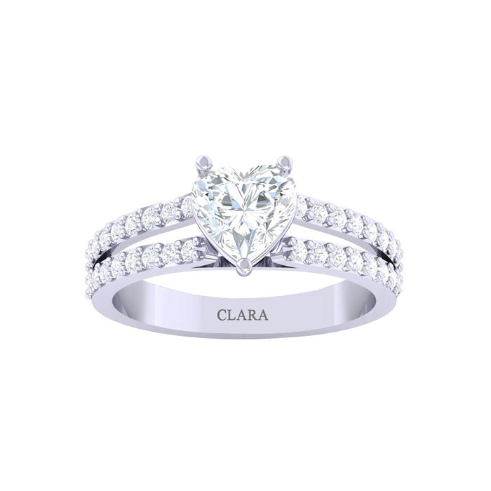 Silver Heart Solitaire Ring