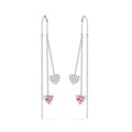 Silver Heart Tassel Sui Dhaga Threader Earrings
