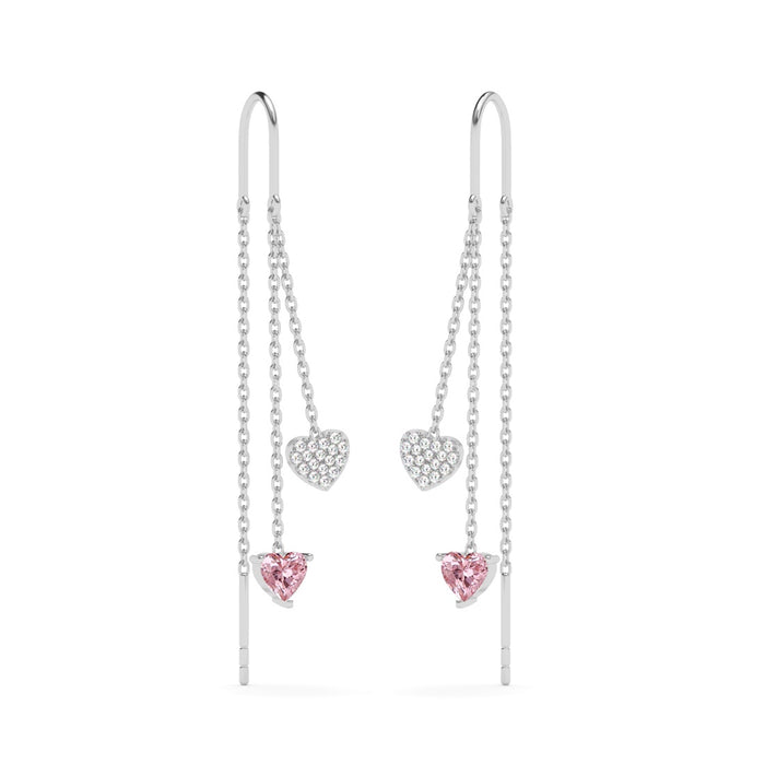 Silver Heart Tassel Sui Dhaga Threader Earrings