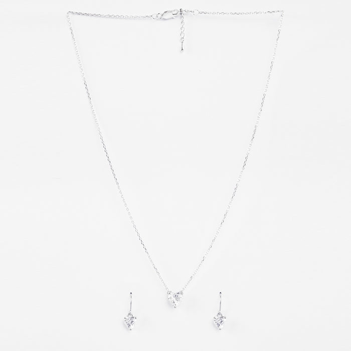 Silver Heart's Desire Solitaire Jewellery Set