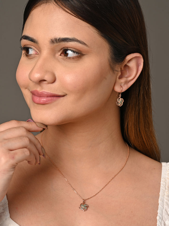 CLARA 925 Sterling Silver Hermosa Pendant Earring Chain Jewellery Set