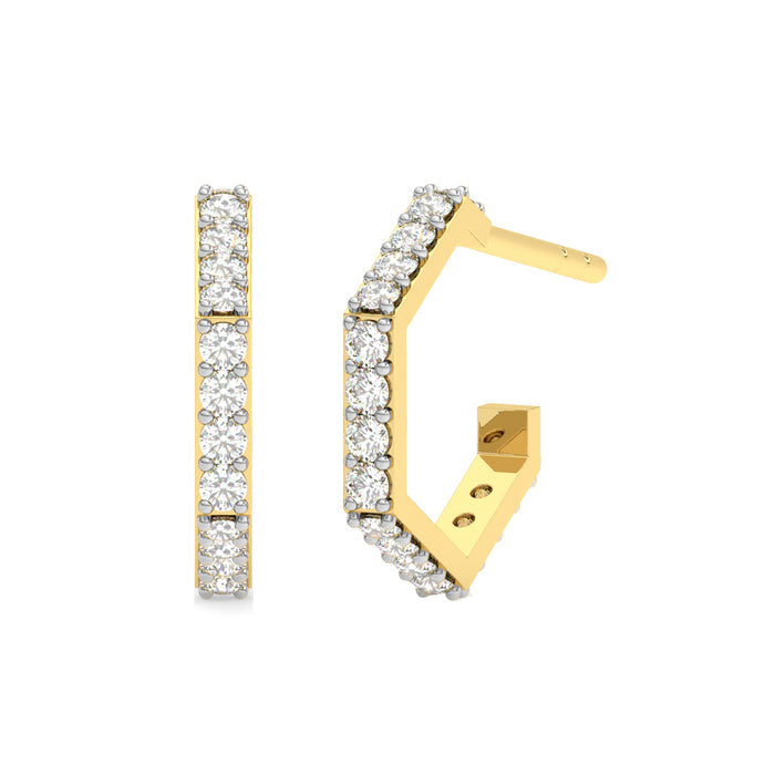 CLARA 925 Sterling Silver Hexa Hoop and Huggies Earrings