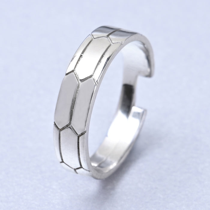 CLARA Real 925 Sterling Silver Hexagon Band Ring