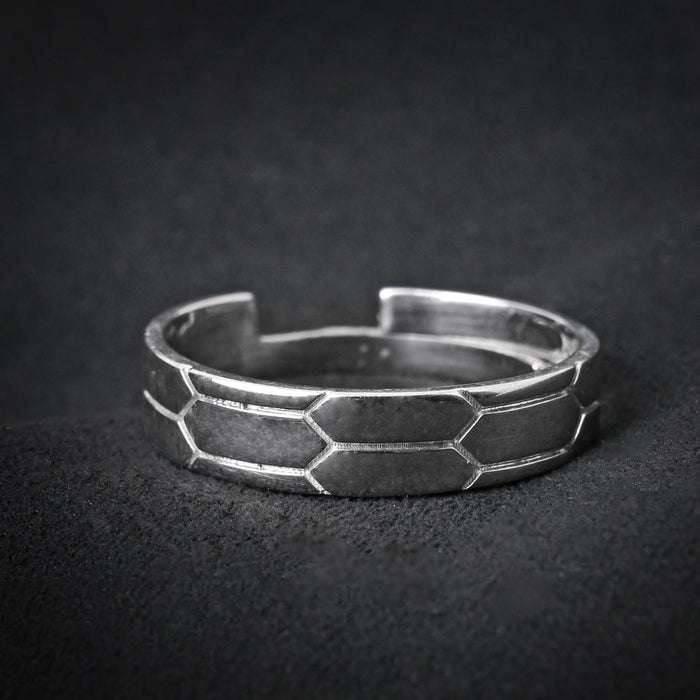 CLARA Real 925 Sterling Silver Hexagon Band Ring