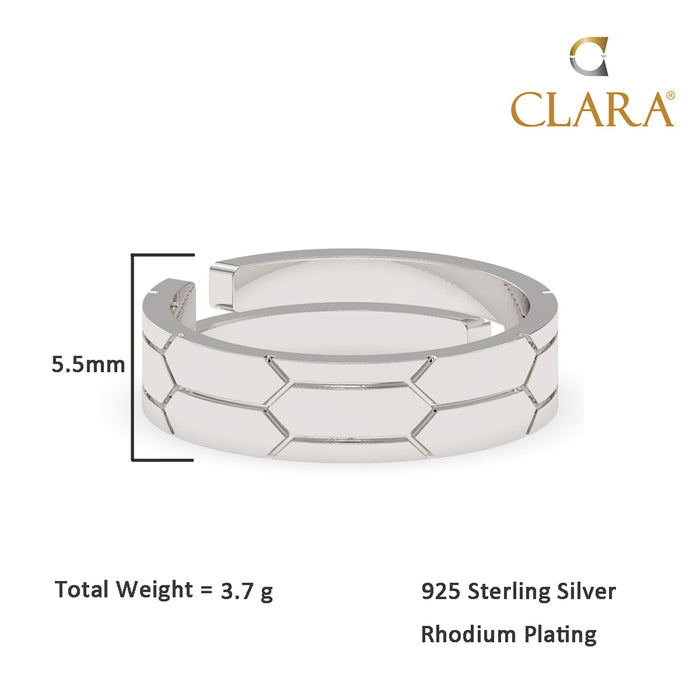 CLARA Real 925 Sterling Silver Hexagon Band Ring