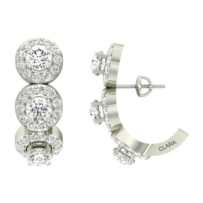 Clara 925 Sterling Silver and Cubic Zirconia Hoop Noelle Earring With Screw Back for Women & Girls