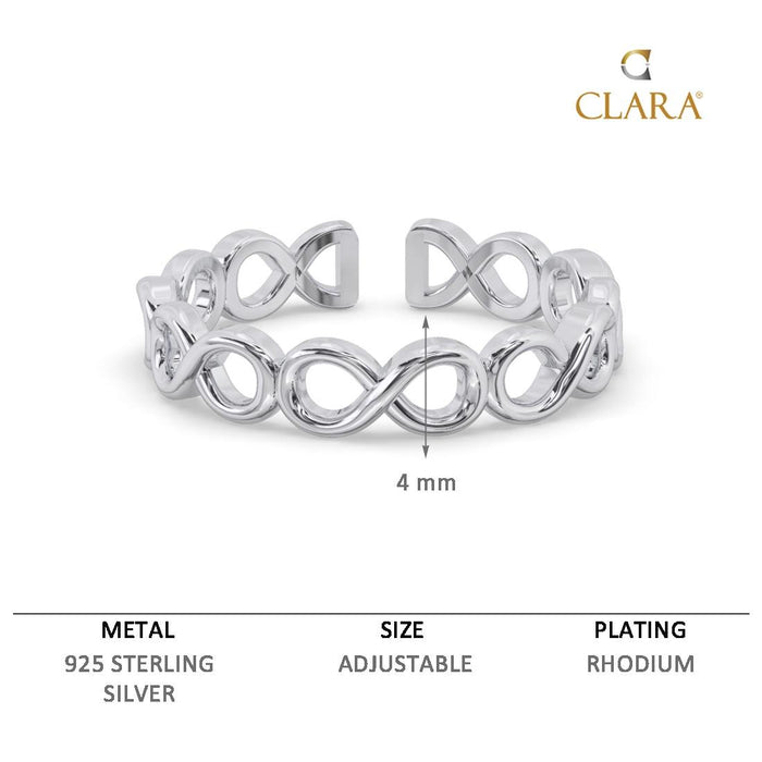 CLARA Pure 925 Sterling Silver Infinity Finger Ring