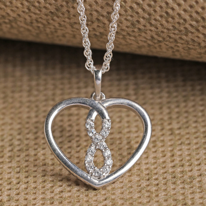 CLARA 925 Sterling Silver Infinity Heart Pendant Chain Necklace