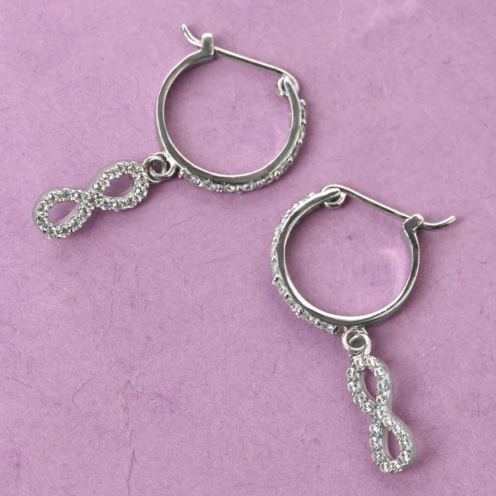 CLARA 925 Sterling Silver Infinity Hoop Bali Earrings