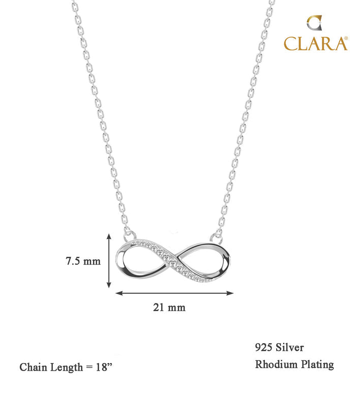 CLARA 925 Sterling Silver Infinity Pendant Chain Necklace